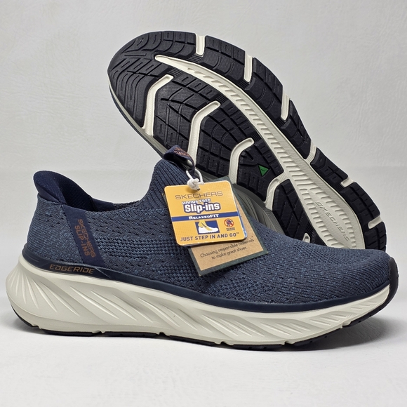 Skechers Slip-ins Relaxed Fit Edgeride Commissioner 232839 Navy Mens Size 8 New